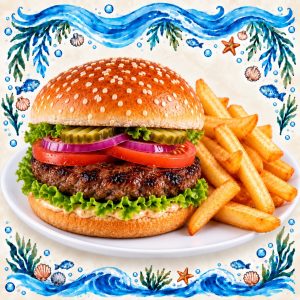 Beef Burger (200g) & Chips