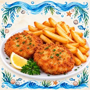 2x Fish Cakes & Chips
